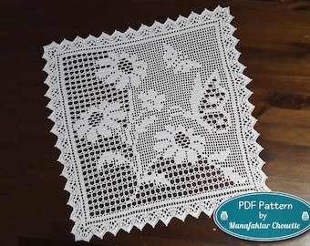 Napperon "Papillons", patron PDF au crochet, collection printemps, décoration de table, décoration printemps, crochet, filet crochet, DIY, patron