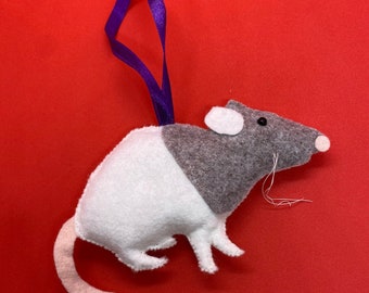 Grey and white rat- rat home decor- present for a rat lover