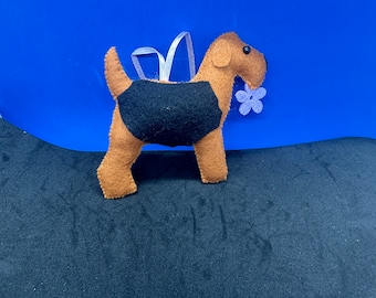 Airedale with a flower- Airedale terrier decoration