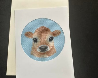 Jersey cow card- Cow cross stitch card