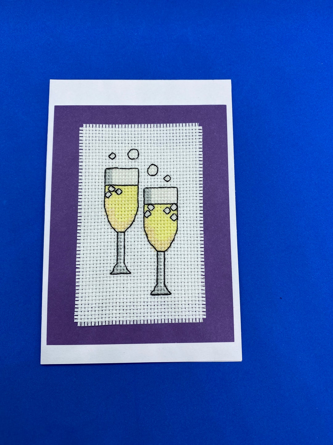 Champaign Glasses Cross Stitch Card Congratulations Card Etsy