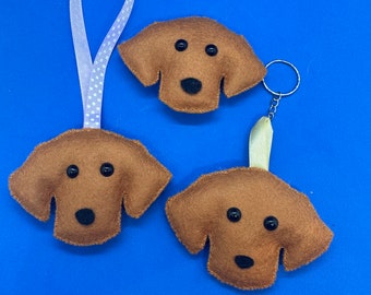 Dachshund keyring, magnet and felt decoration- gift for a dachshund fan