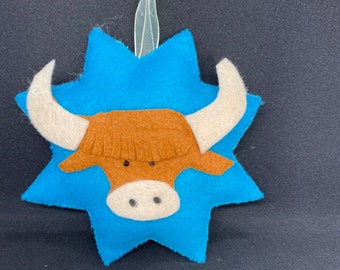 Highland cow hanging felt decoration- highland cow- highland coo