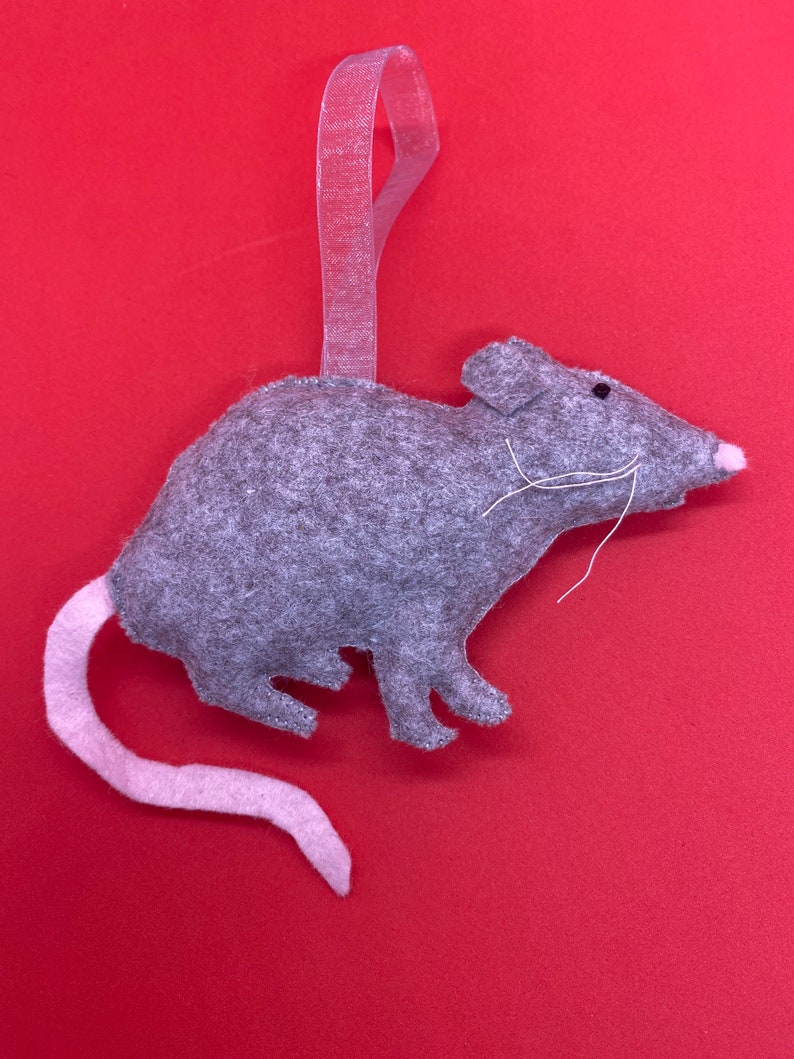 rat decor Grey felt rat hanging decoration