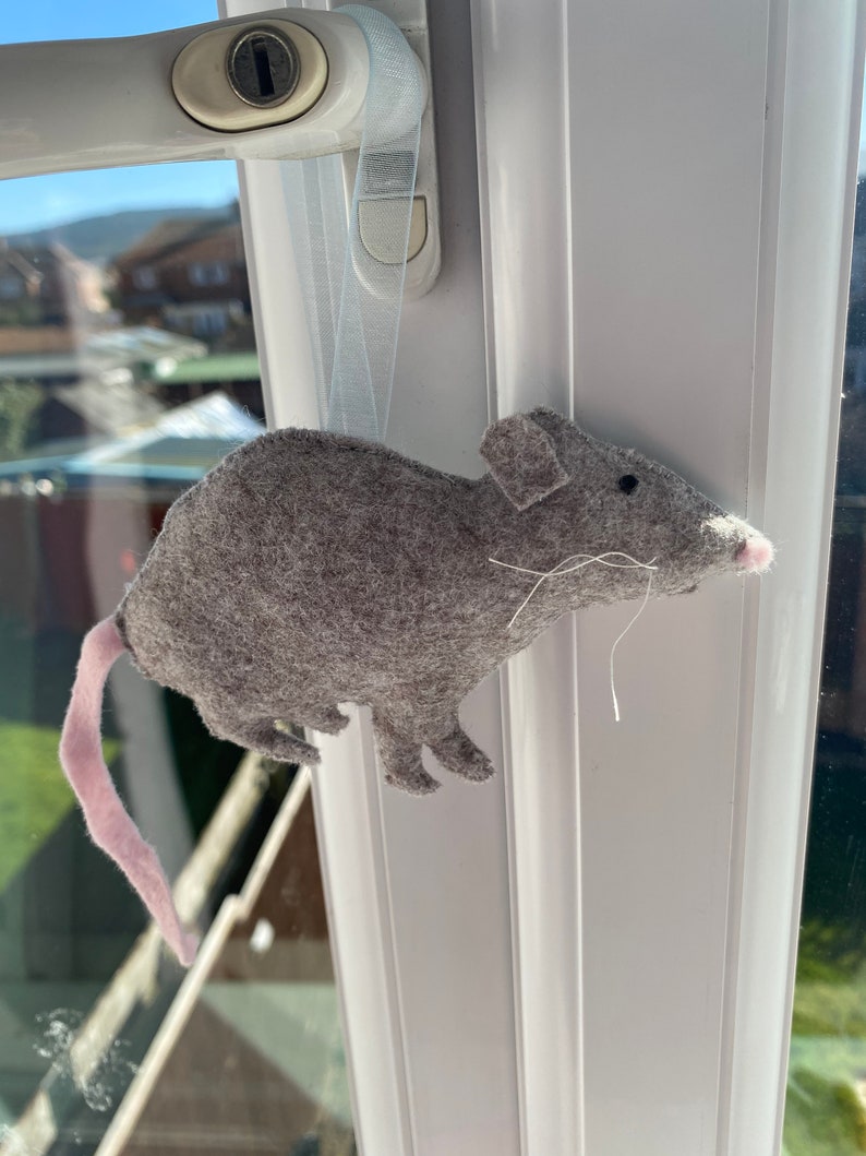 rat decor Grey felt rat hanging decoration