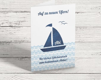 Greeting card "Abitur - off to new shores"