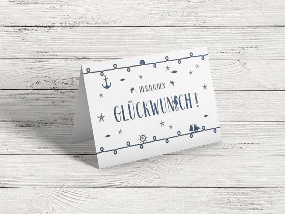Maritime Geburtstagskarte Karte Geburtstag Glückwünsche Etsy