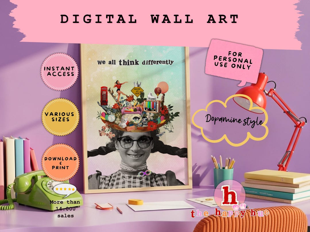 Digital Poster | Collage Poster | Dopamine Decor | Wallart Modern ...