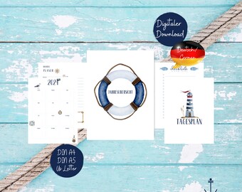 Printable Planner | Nautical Planner | Digital Calendar | Planner German | Printable Calendar | Annual planner digital | Digital calendar