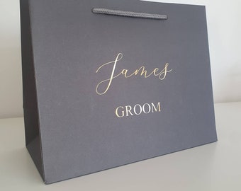 Personalised Groomsmen Gift Bag - Best Man Bag - Stag  - Gift Bag - Thank You Bags - Rose Gold Grey Gold Silver - Father of Groom/Bride