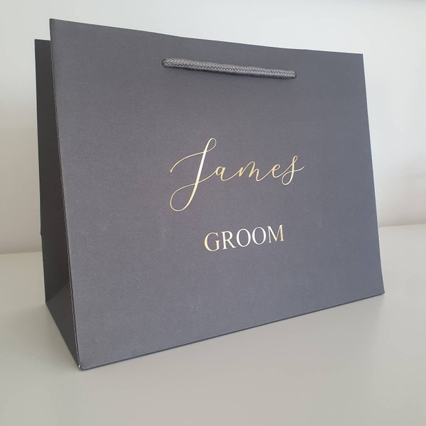 Personalised Groomsmen Gift Bag - Best Man Bag - Stag  - Gift Bag - Thank You Bags - Rose Gold Grey Gold Silver - Father of Groom/Bride