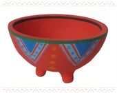 Smoked bowl clay hand-painted incense vessel