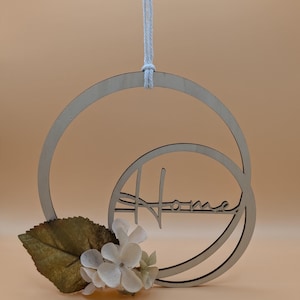 Wooden door wreath - Home - Sustainable door sign for decorating and giving as a gift - Wooden gift wooden ring wooden wreath