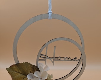 Türkranz aus Holz - Home - Nachhaltiges Türschild zum Verzieren und Verschenken - Holzgeschenk Holzring Holzkranz