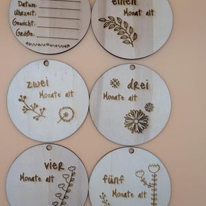 Cartes étapes bébé pour la première année - 100 mm de diamètre en bois - cadeau pour les nouveaux parents - baby shower, cadeau de naissance