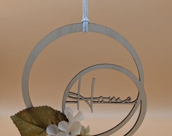 Laserdatei Home Doppelkreis Türschild SVG DXF PDF Türkranz Schnittdatei Plotterdatei Laser Cut Digital Download Laser Deutsch