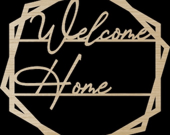 Laser file Welcome Home Hexagon Door Sign SVG DXF PDF Door Wreath Cutting File Plotter File Laser Cut Digital Download Laser German