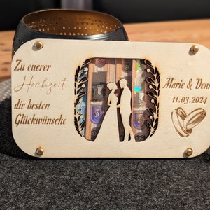 Tarjeta de regalo de madera - Boda de marido y mujer - Idea de regalo personalizada