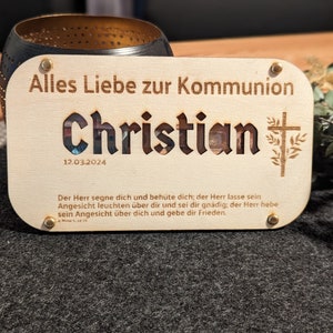 Tarjeta de regalo de madera - Feliz Comunión - Idea de regalo personalizada