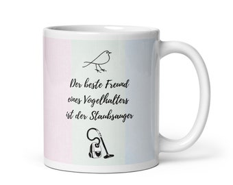 Lustige Wellensittich und Papagei Freunde Tasse mit Motiv / Spruch - bunter Kaffeebecher 300 ml groß - Geschenk für Freundin zum Geburtstag