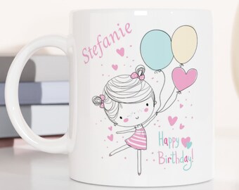 Individualisierbare Tasse mit Namen - Mädchen Geburtstagsgeschenk mit Motiv und Spruch - 325ml groß - Geschenk für Freundin zum Geburtstag