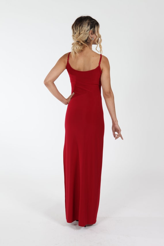 Red maxi dress spaghetti strap discount