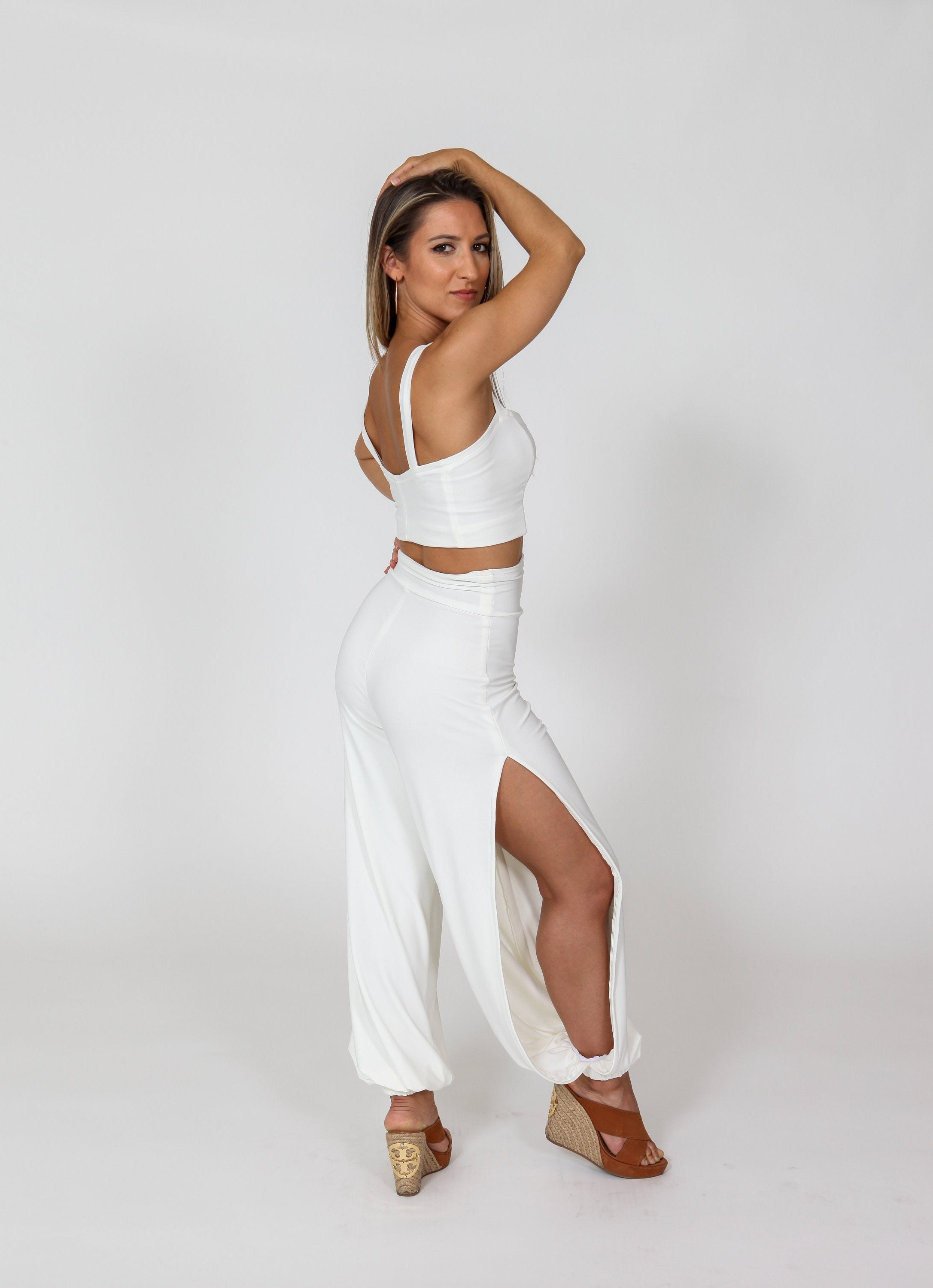 Wrap Linen Pants NASSAU in White Side Split Pants Wide Leg Pants High Rise  Elastic Waist Linen Trousers -  Australia