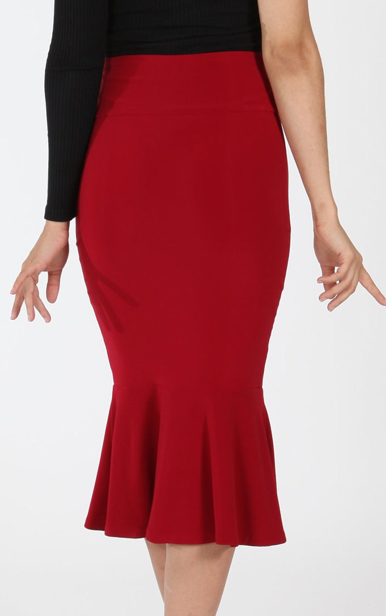 Womens Fishtail Skirt With Flare Hem, Elegant Short Mermaid Skirt, High