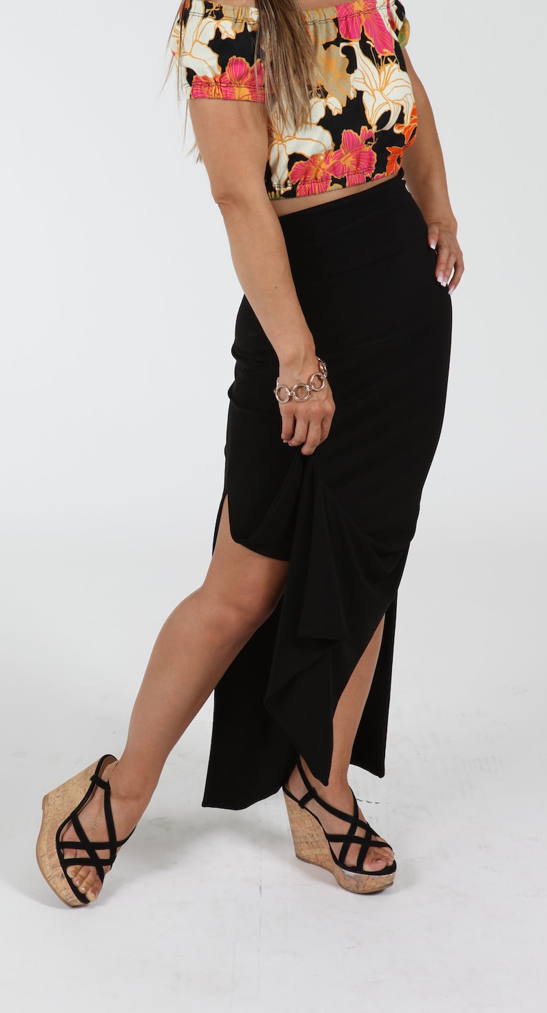 double high slit maxi skirt
