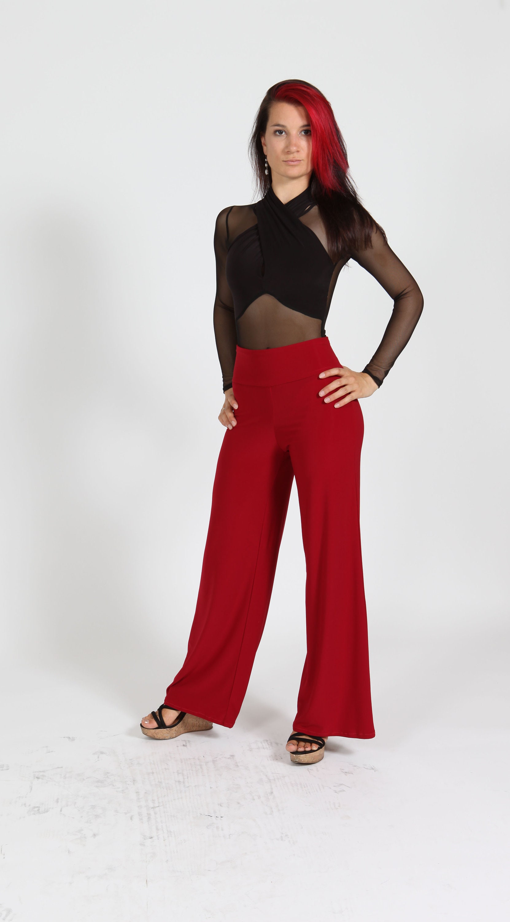 Red Palazzo Trousers -  Canada