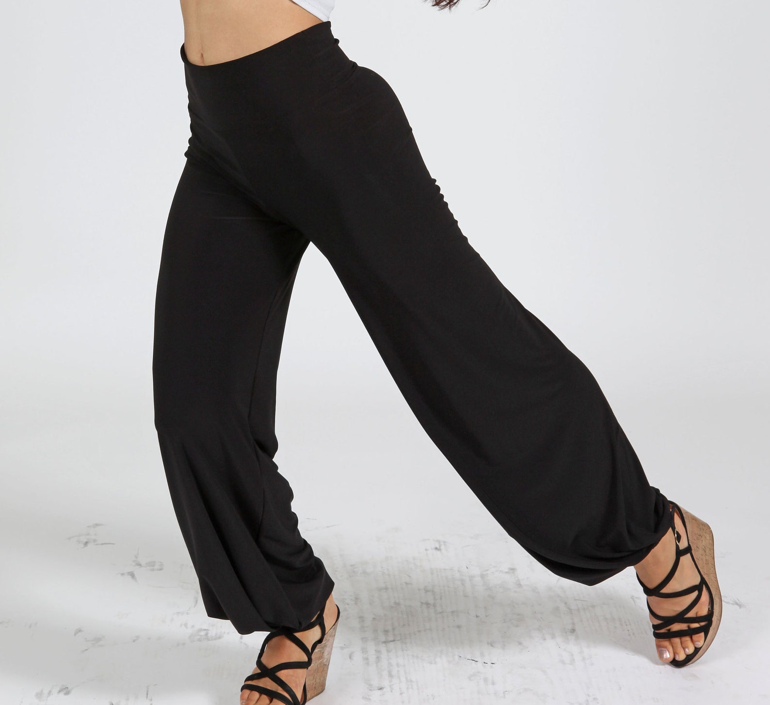 Stretchy Harem Pants High Waisted Side Slit Pants Elegant Etsy Canada