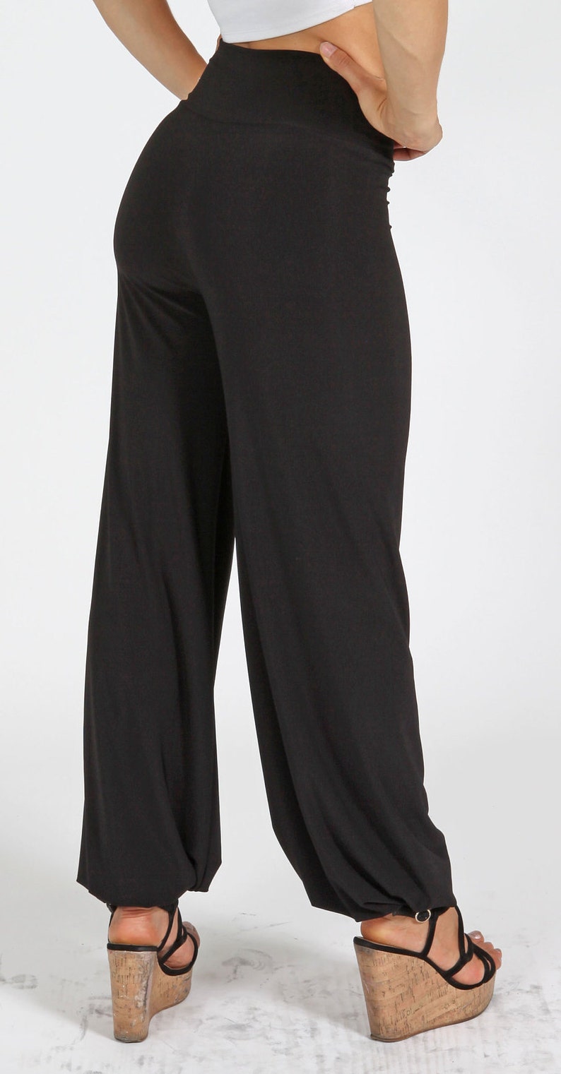 Stretchy Harem Pants High Waisted Side Slit Pants Elegant Etsy Canada