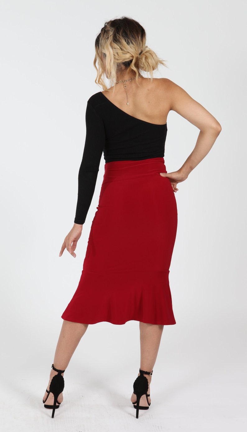 Womens Fishtail Skirt With Flare Hem, Elegant Short Mermaid Skirt, High Waisted Business Skirt