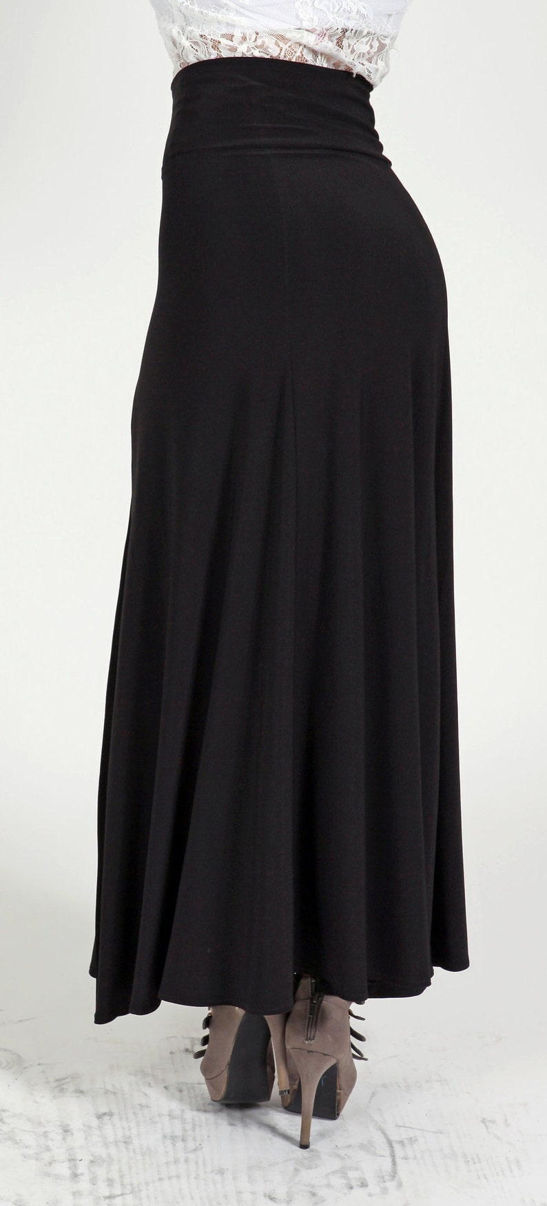 Maxi Jersey Skirt With Slit, Sexy High Waisted Evening Skirt, Front ...