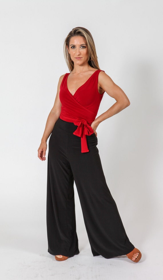 black jersey palazzo pants