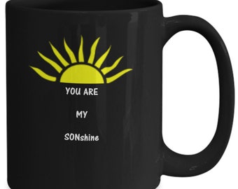 Funny coffee mug gift for son from mom.