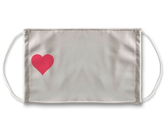 Heart Love Symbol Herbruikbare wasbare katoenen gezichtsmaskers, filterzak, elastische bandjes voor comfort