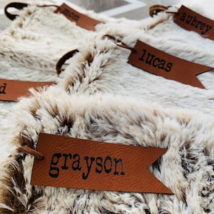 Christmas Stocking Tag, Leather Tag, Gift Tag, Stocking Tag