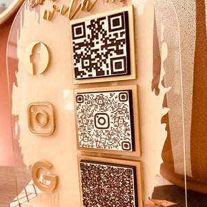 Acrylic QR code sign, social media sign, barcode sign, pay here sign, salon sign, checkout sign, small business sign, custom business sign