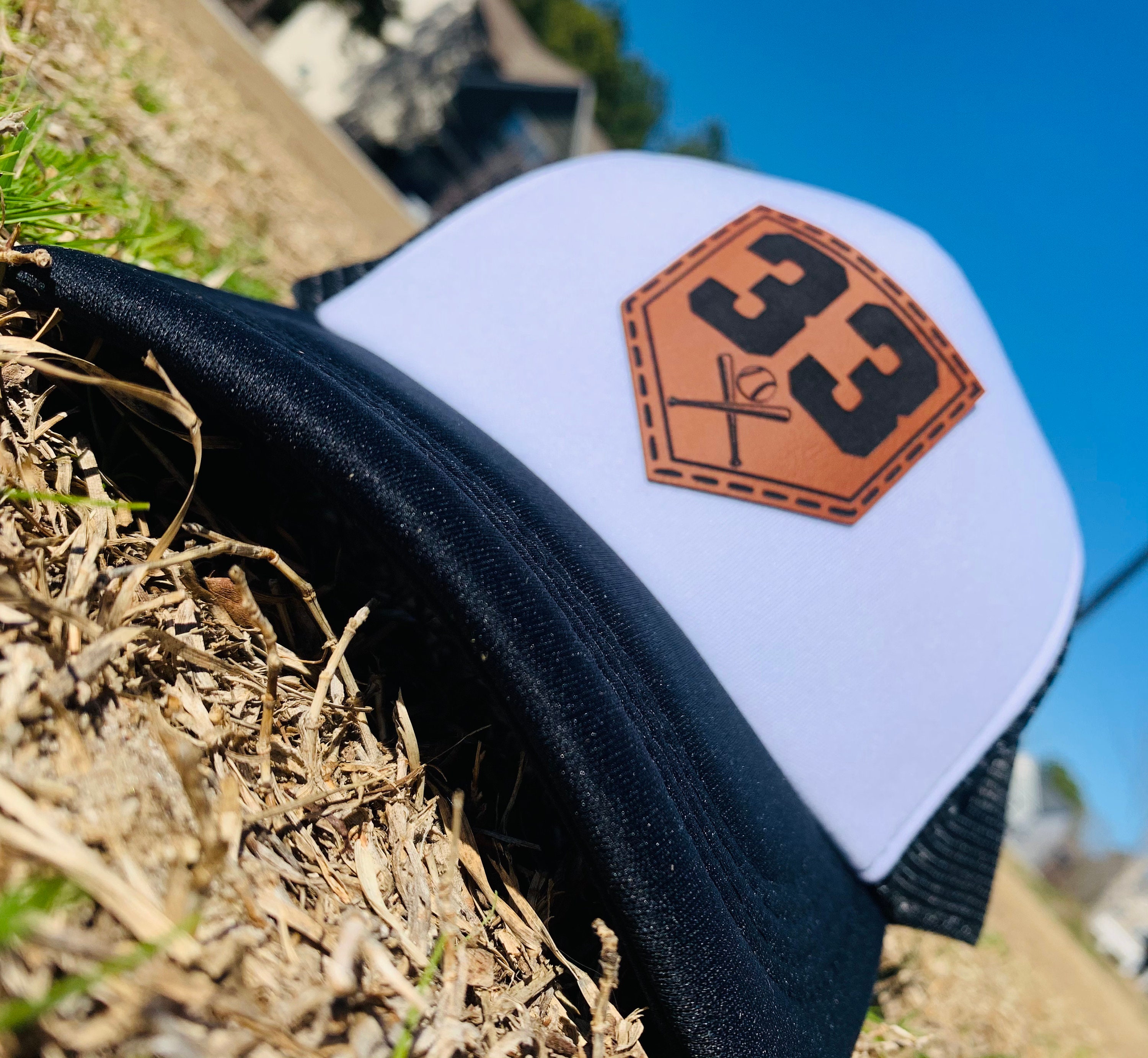 Softball Hat, Softball Leather Patch, Baseball Patch