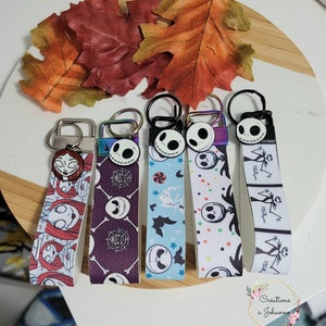 Porte-clé Jack Skellington and Sally en faux cuir- Faux leather key ring Jack and Sally for Halloween gift or for fan of Jack