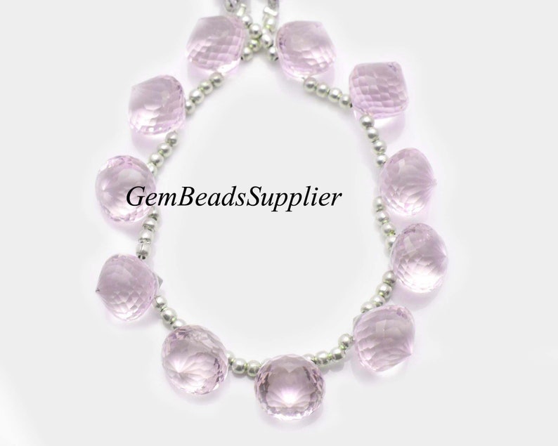 Rose Pink Color Hydro Quartz Gemstone Beads Light Pink Quartz Faceted Dew Onion Shape Briolette 10 Beads 10x10 MM Size