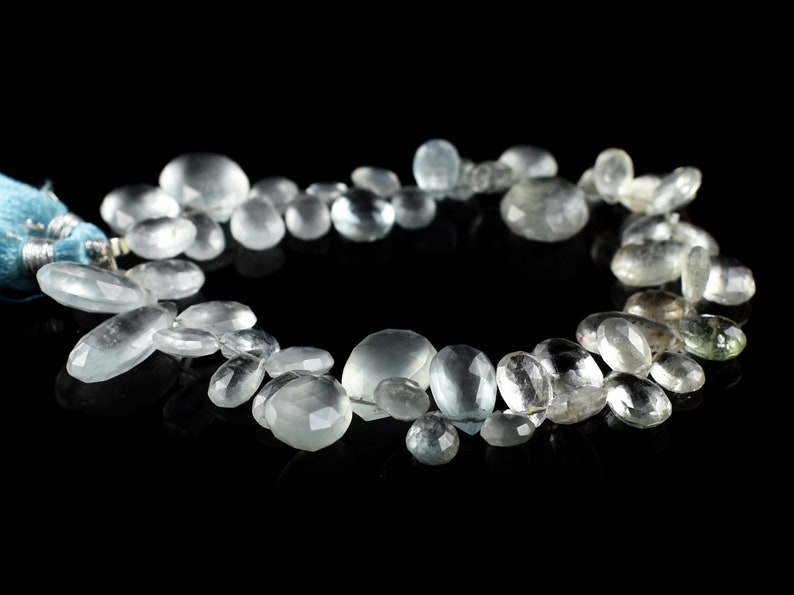 Natural Aquamarine Briolette Aquamarine Faceted Pear Briolettes Aquamarine Gemstone Aquamarine Teardrop Beads 9 Inch Strand 9-20 MM #GB40