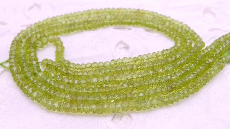 Gemstone Supply Top Quality Natural Peridot 13 Inch Strand Faceted Beads Shape 4 MM Peridot Beads Jewellery Making