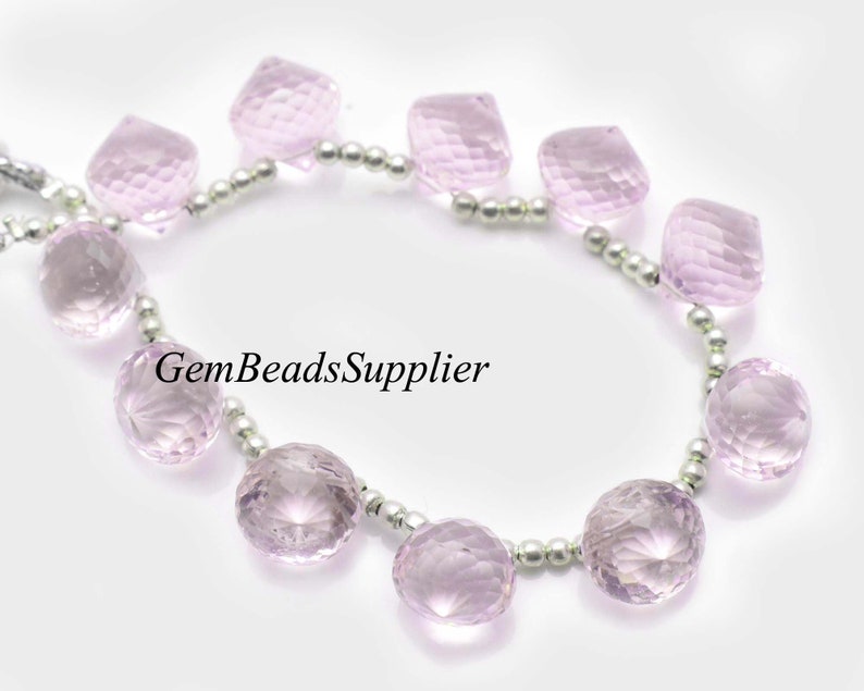Rose Pink Color Hydro Quartz Gemstone Beads Light Pink Quartz Faceted Dew Onion Shape Briolette 10 Beads 10x10 MM Size