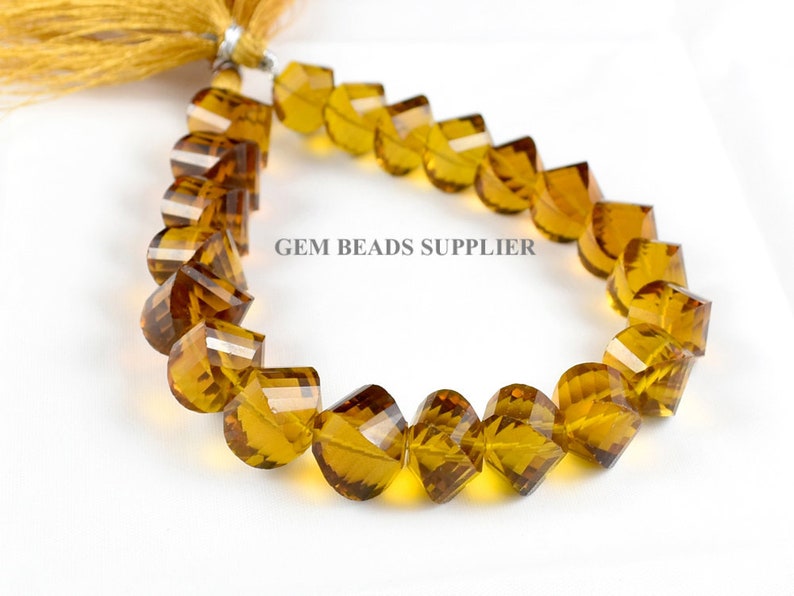 8 Inch Strand Citrine Yellow Quartz Faceted Marquise Shape Size 12x8mm Side Drilled
