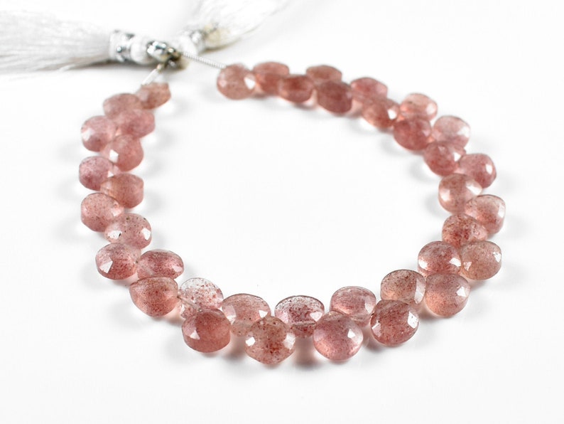 Strawberry Quartz Beads Strand 5-5.5MM Quartz Beads Strand Beautiful Natural Strawberry Quartz Faceted Heart Shape Gemstone Beads Strand