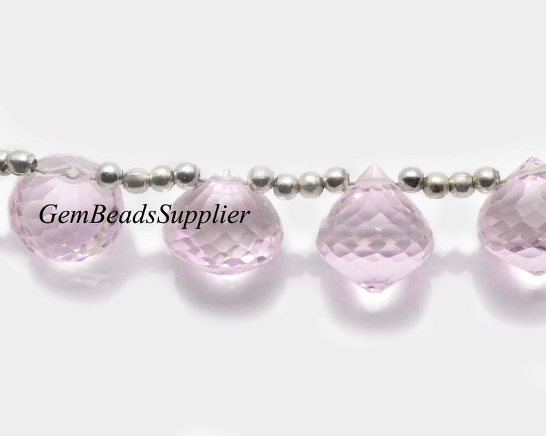 Rose Pink Color Hydro Quartz Gemstone Beads Light Pink Quartz Faceted Dew Onion Shape Briolette 10 Beads 10x10 MM Size