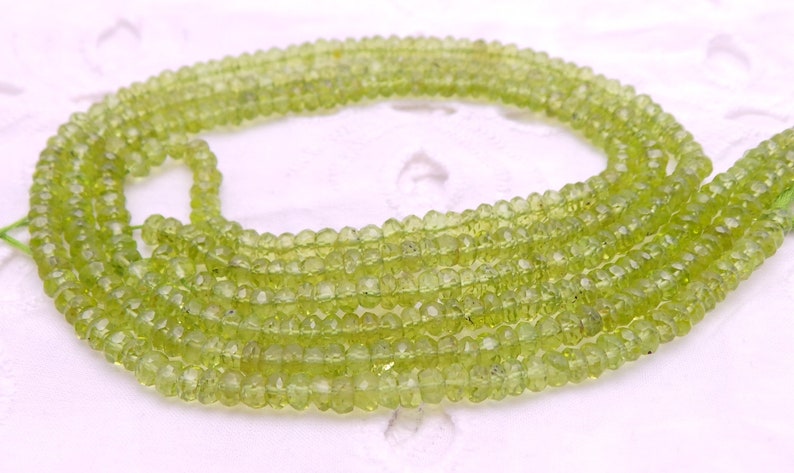 Gemstone Supply Top Quality Natural Peridot 13 Inch Strand Faceted Beads Shape 4 MM Peridot Beads Jewellery Making