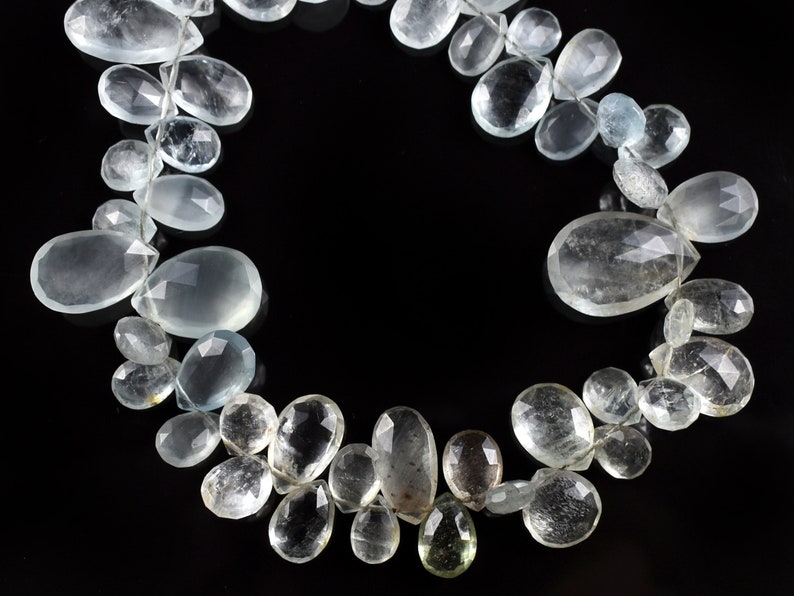 Natural Aquamarine Briolette Aquamarine Faceted Pear Briolettes Aquamarine Gemstone Aquamarine Teardrop Beads 9 Inch Strand 9-20 MM #GB40